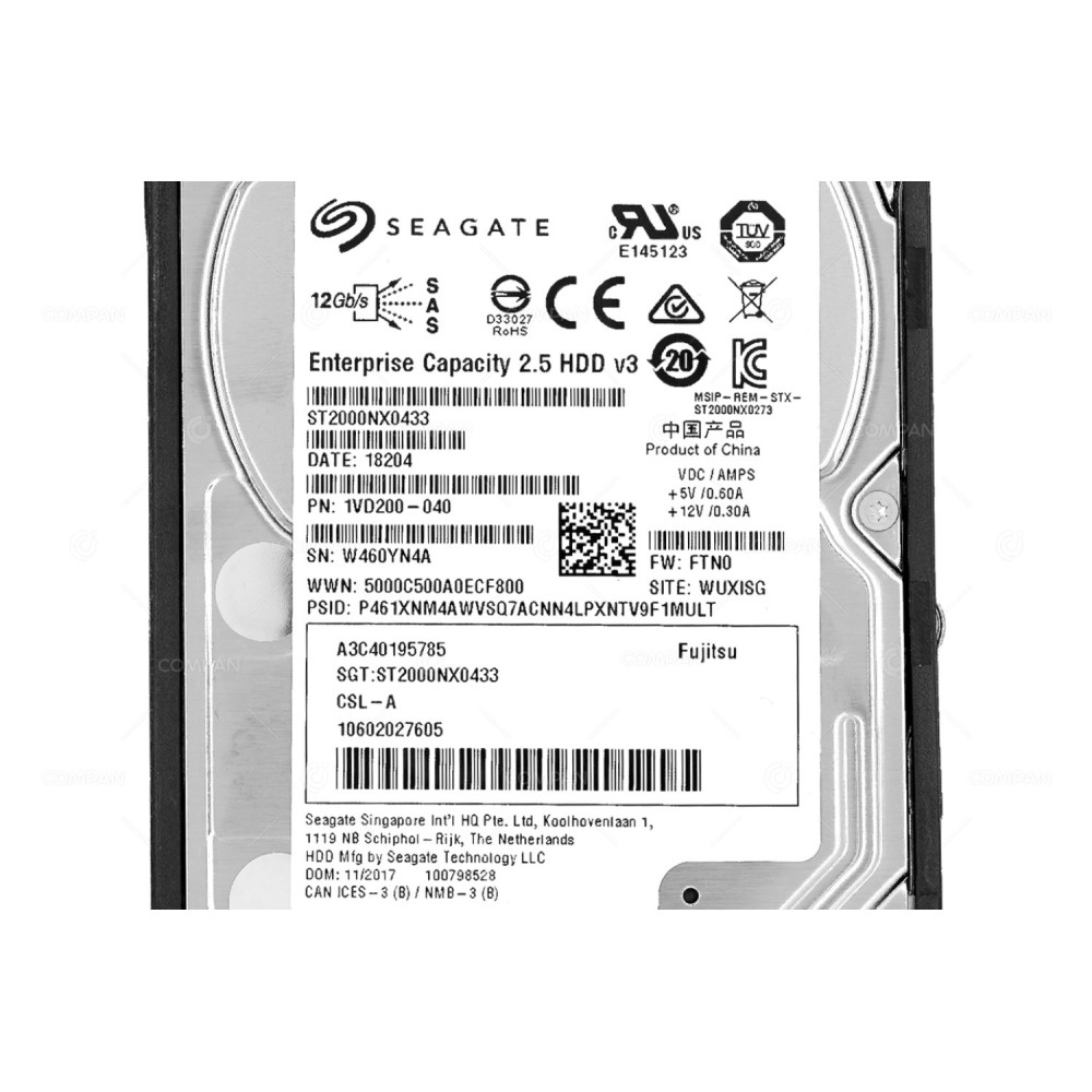 10602027605  FUJITSU HDD 2TB 7.2K SAS 12G 2.5" SFF FOR FUJITSU PRIMERGY